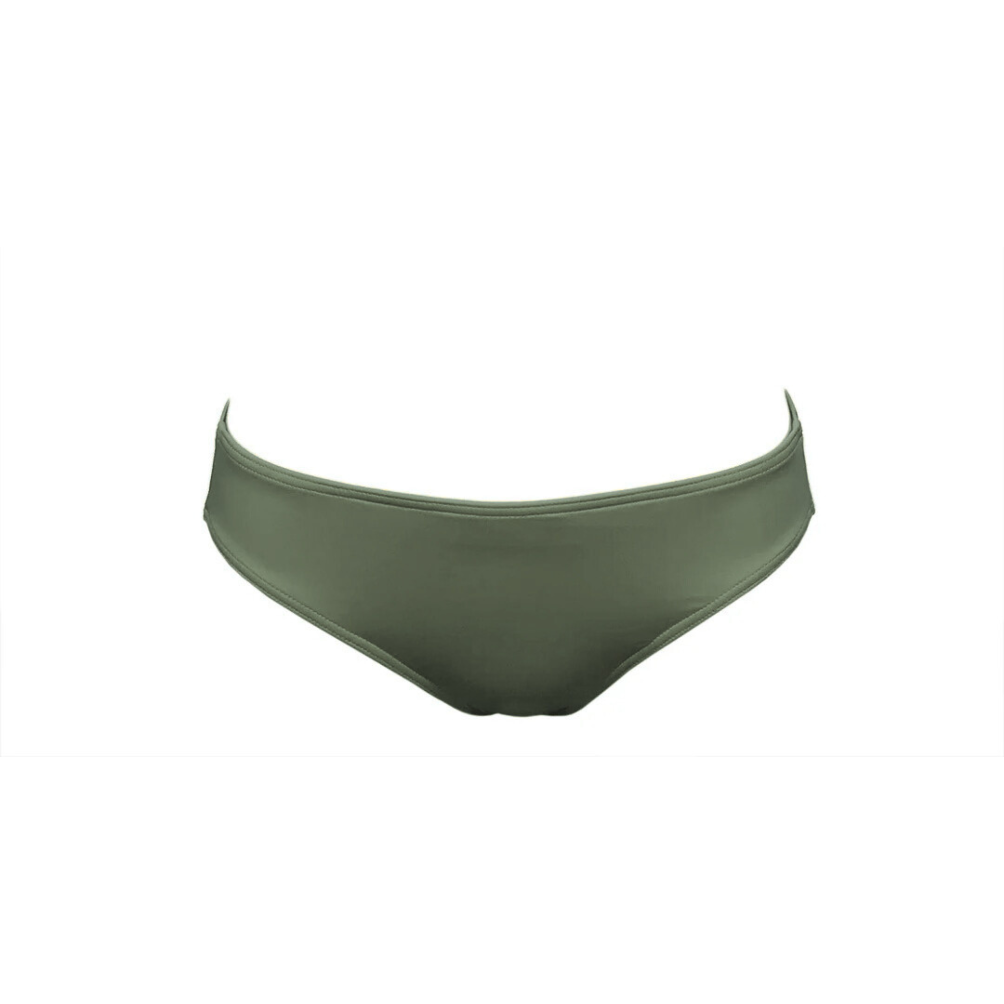 Khaki green wide bikini bottom by Paupa, front view