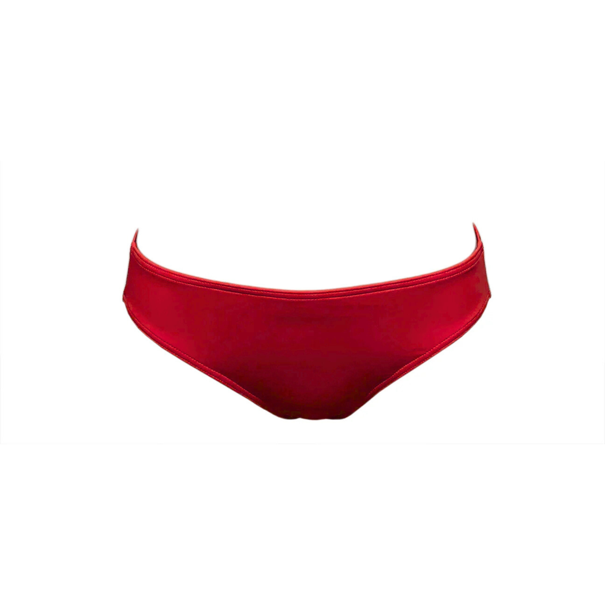 Cherry red wide bikini bottom by Paupa, front view