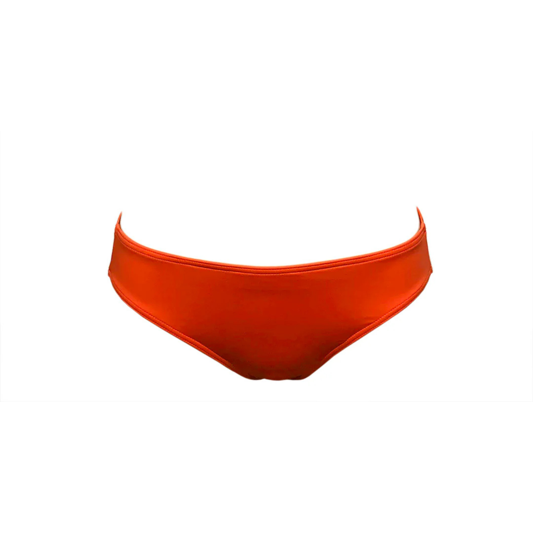 Tangerine orange wide bikini bottom by Paupa, front view