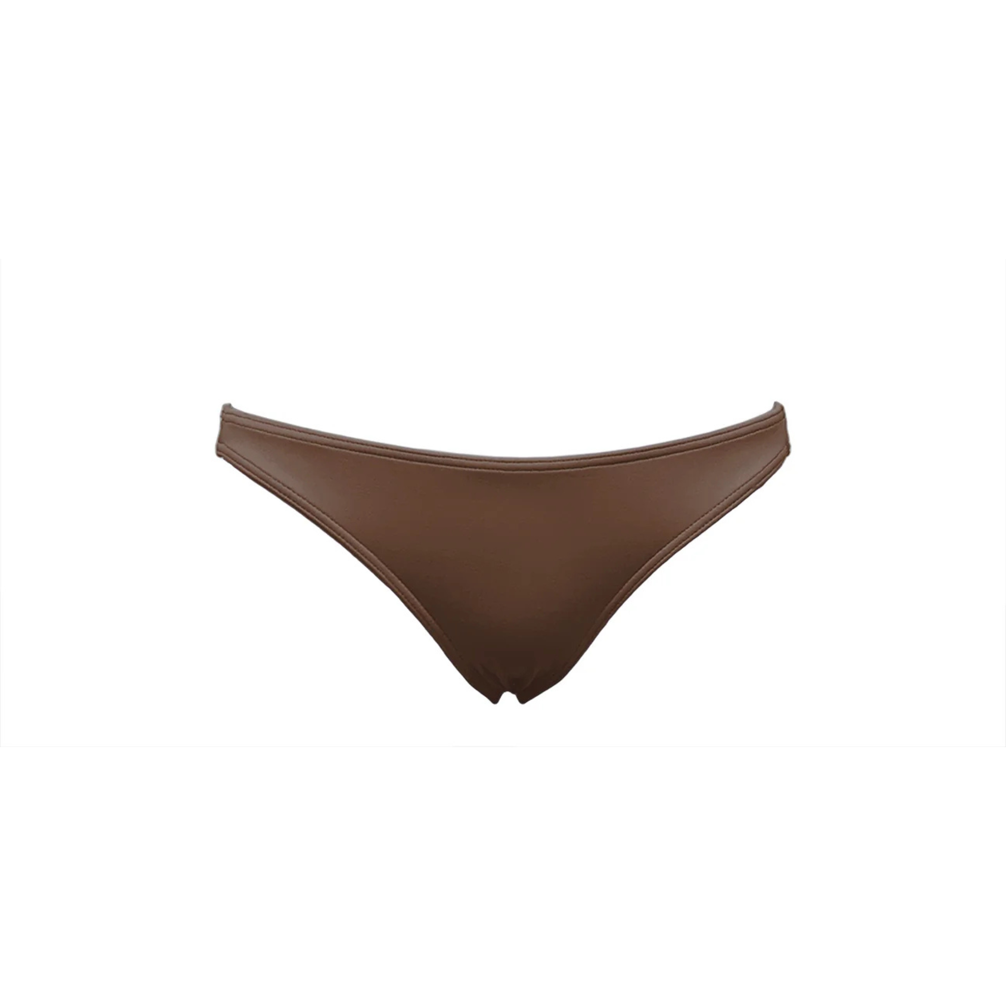 Cocoa brown thin bikini bottom by Paupa, front view