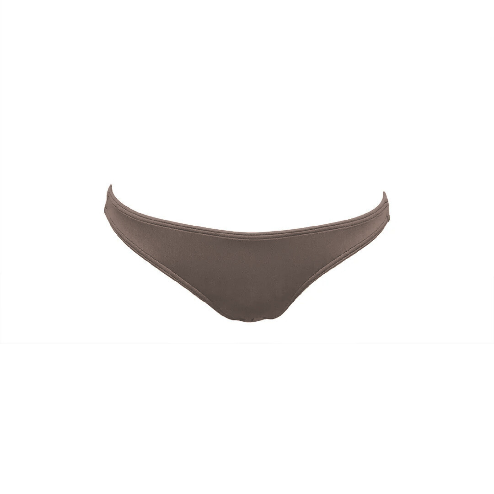 Earth brown thin bikini bottom by Paupa, front view