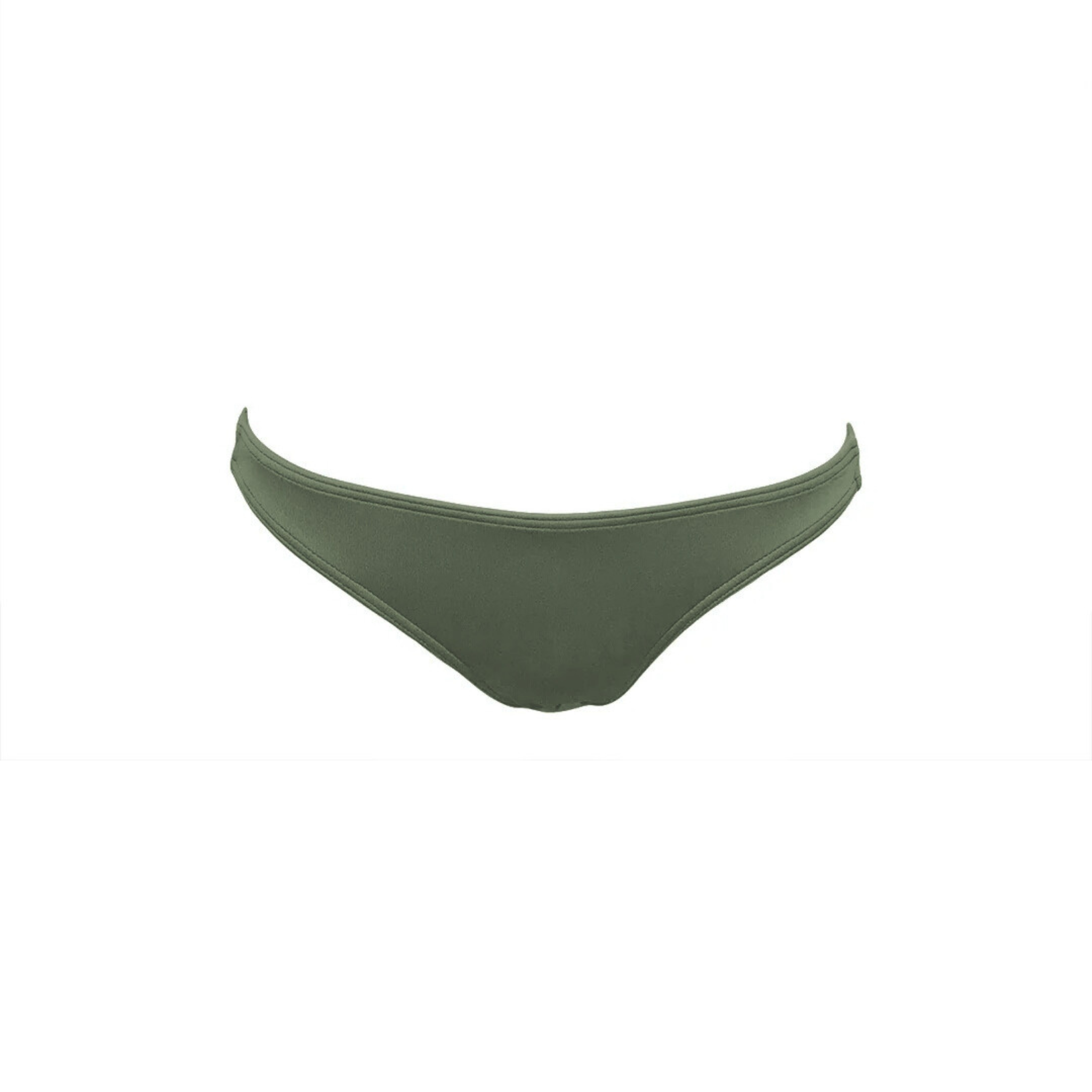 Khaki green thin bikini bottom by Paupa, front view