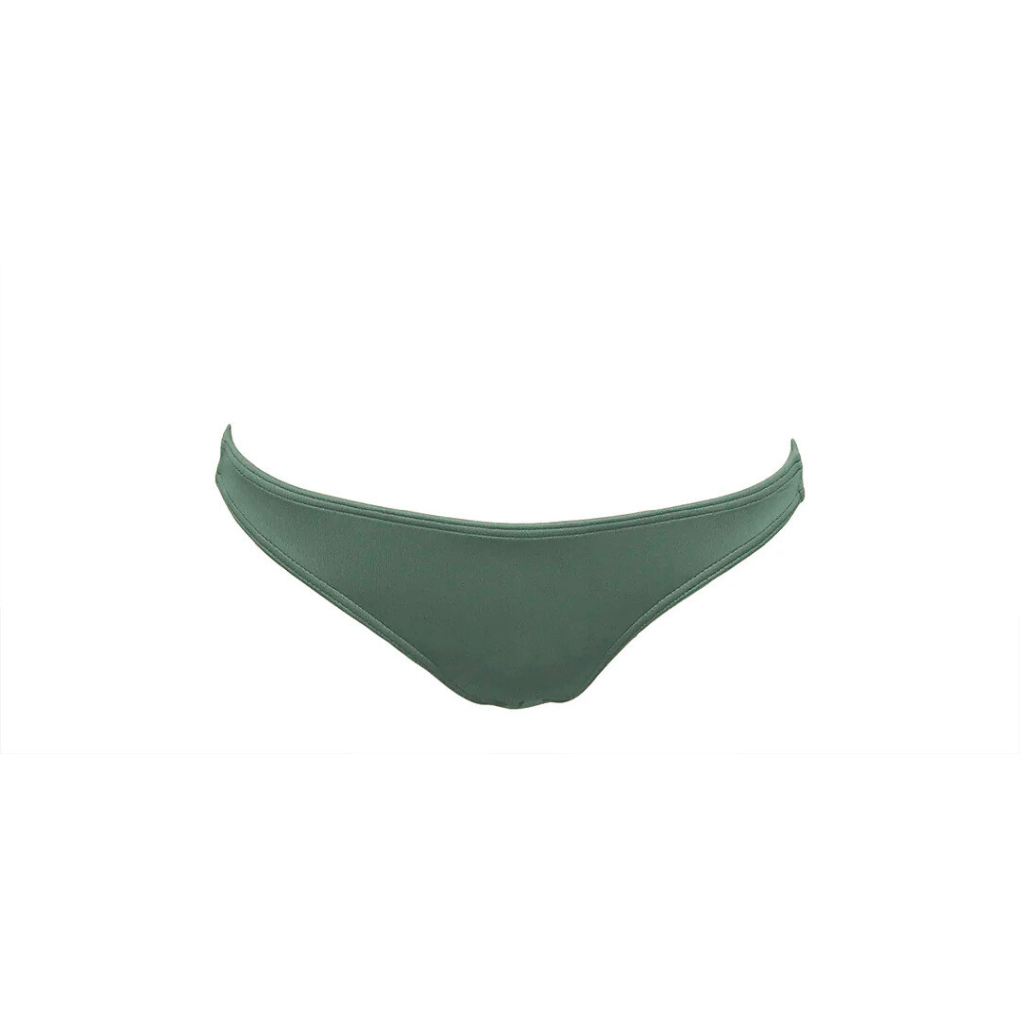 Palm green thin bikini bottom by Paupa, front view