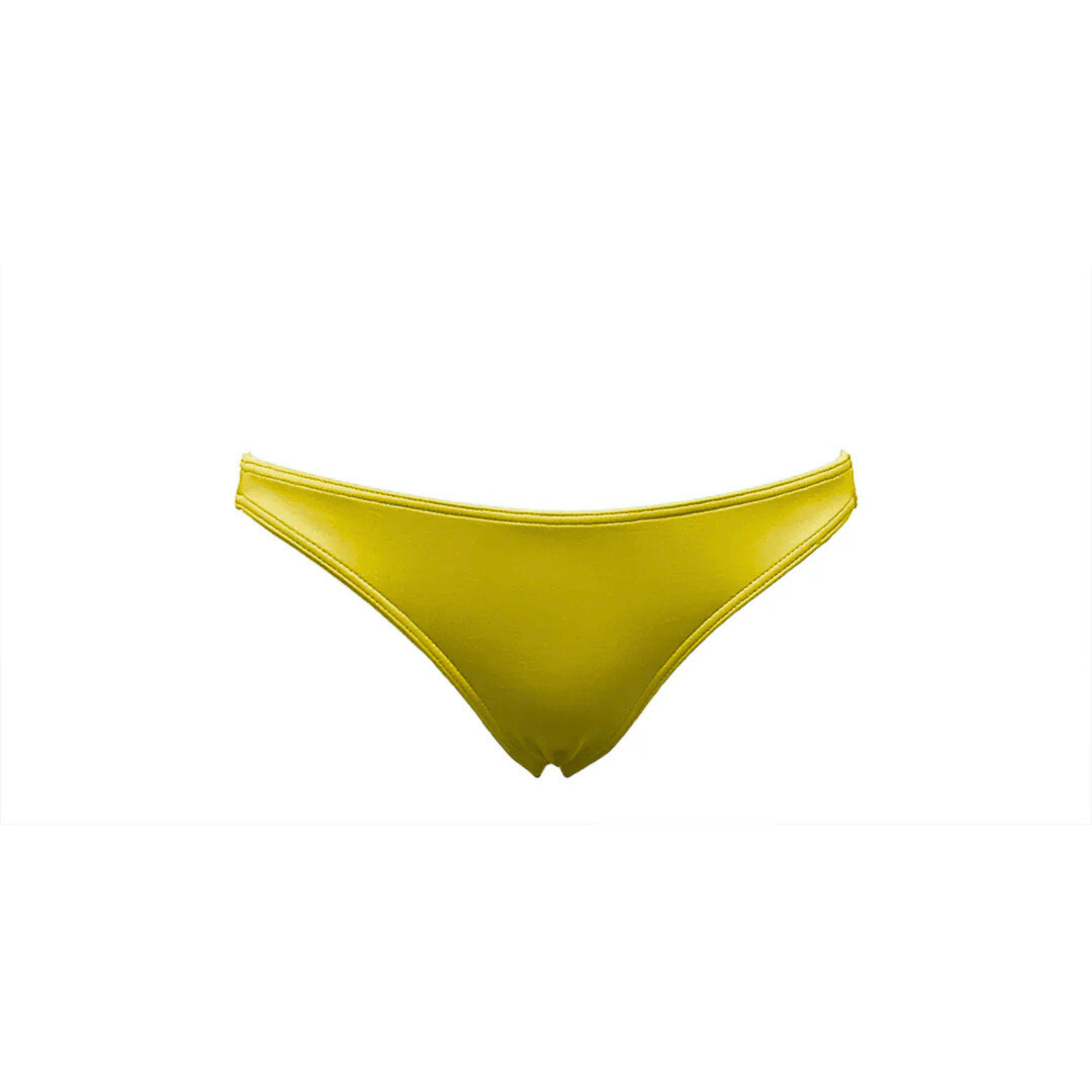 Yellow thin bikini bottom by Paupa, front view