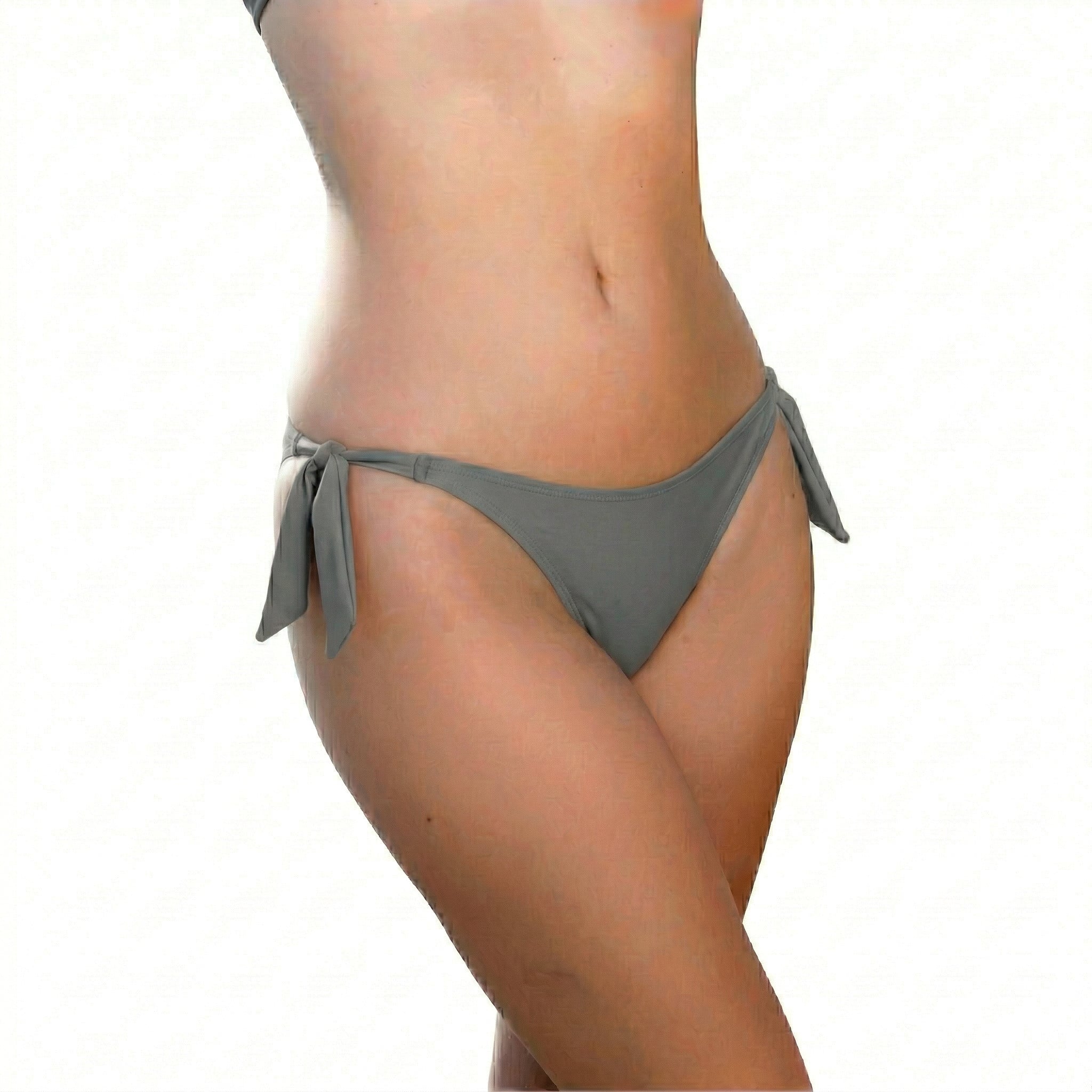 Dolphin gray adjustable bikini bottom by Paupa, front view