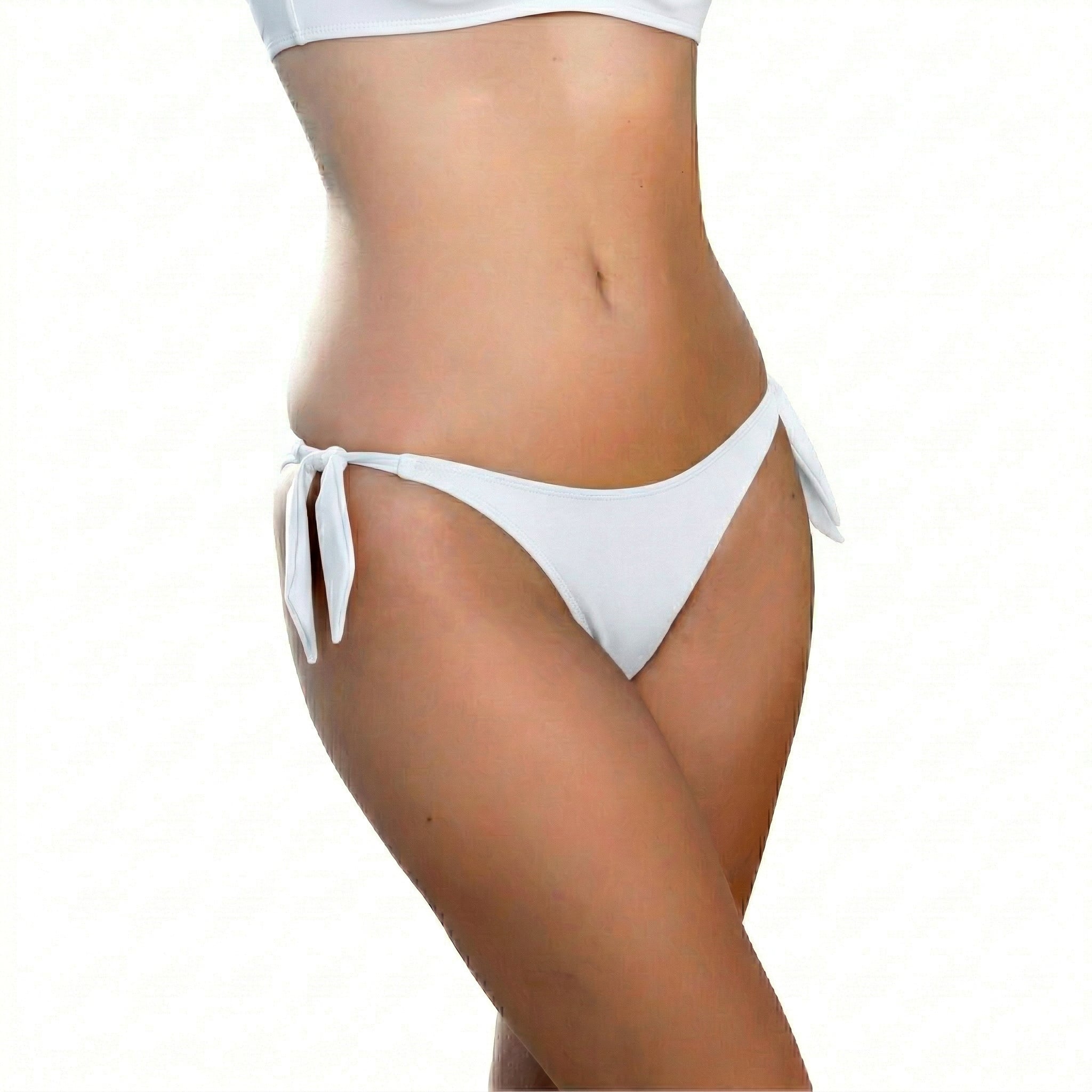 White adjustable bikini bottom by Paupa, front view