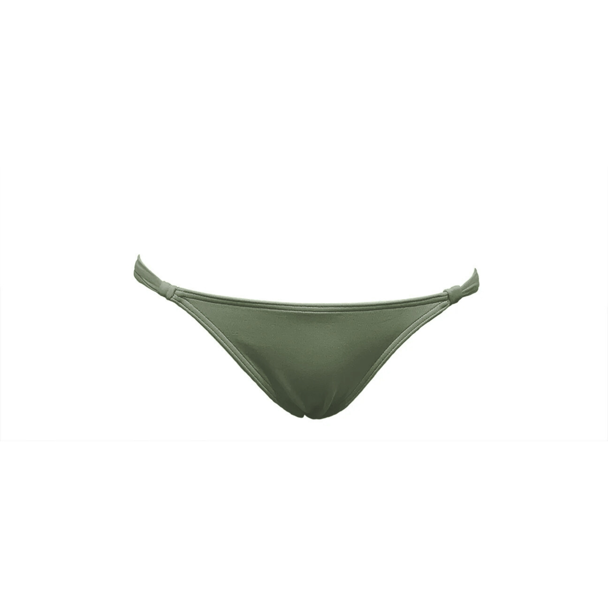 Khaki green adjustable bikini bottom by Paupa, front view