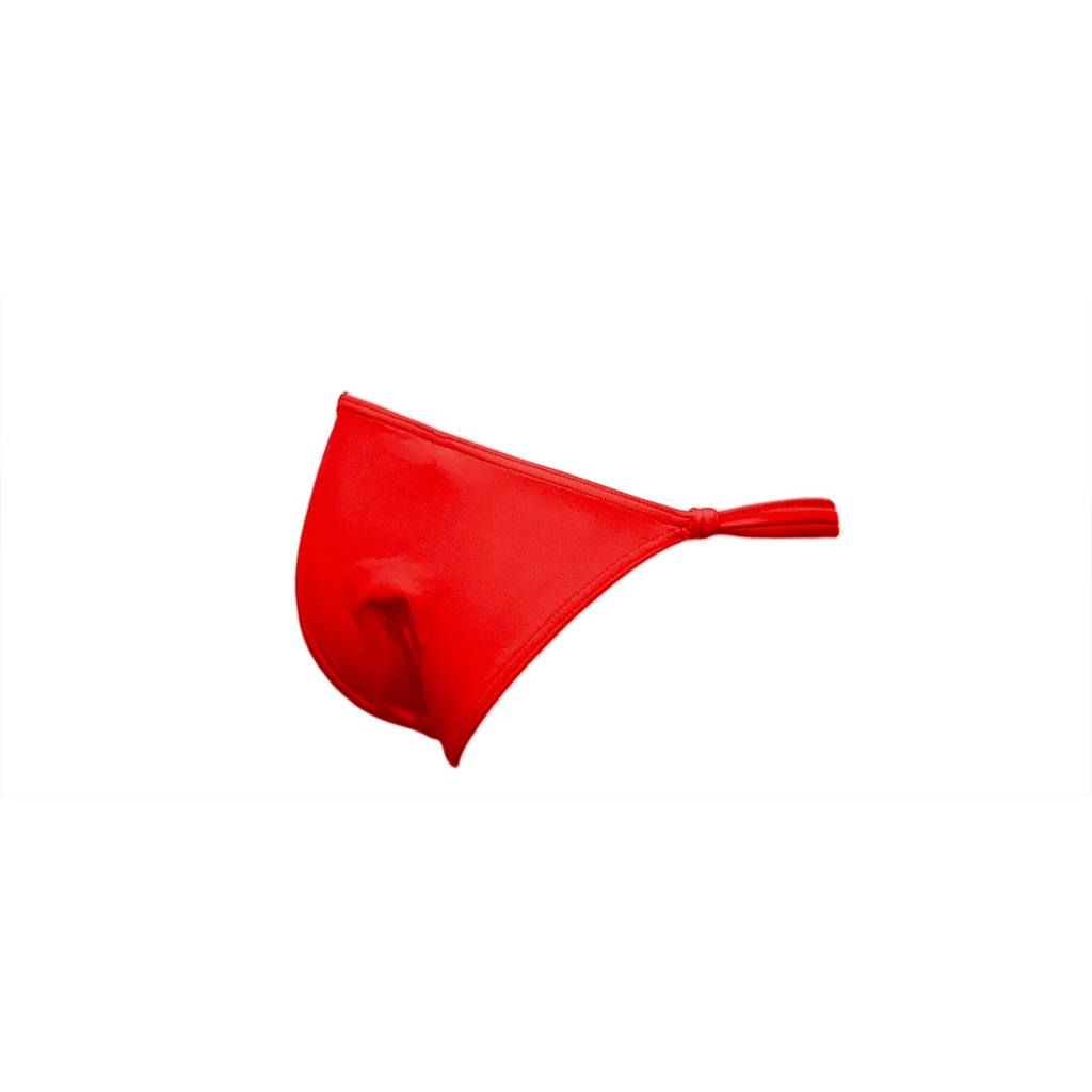 Cherry red adjustable bikini bottom by Paupa, back view