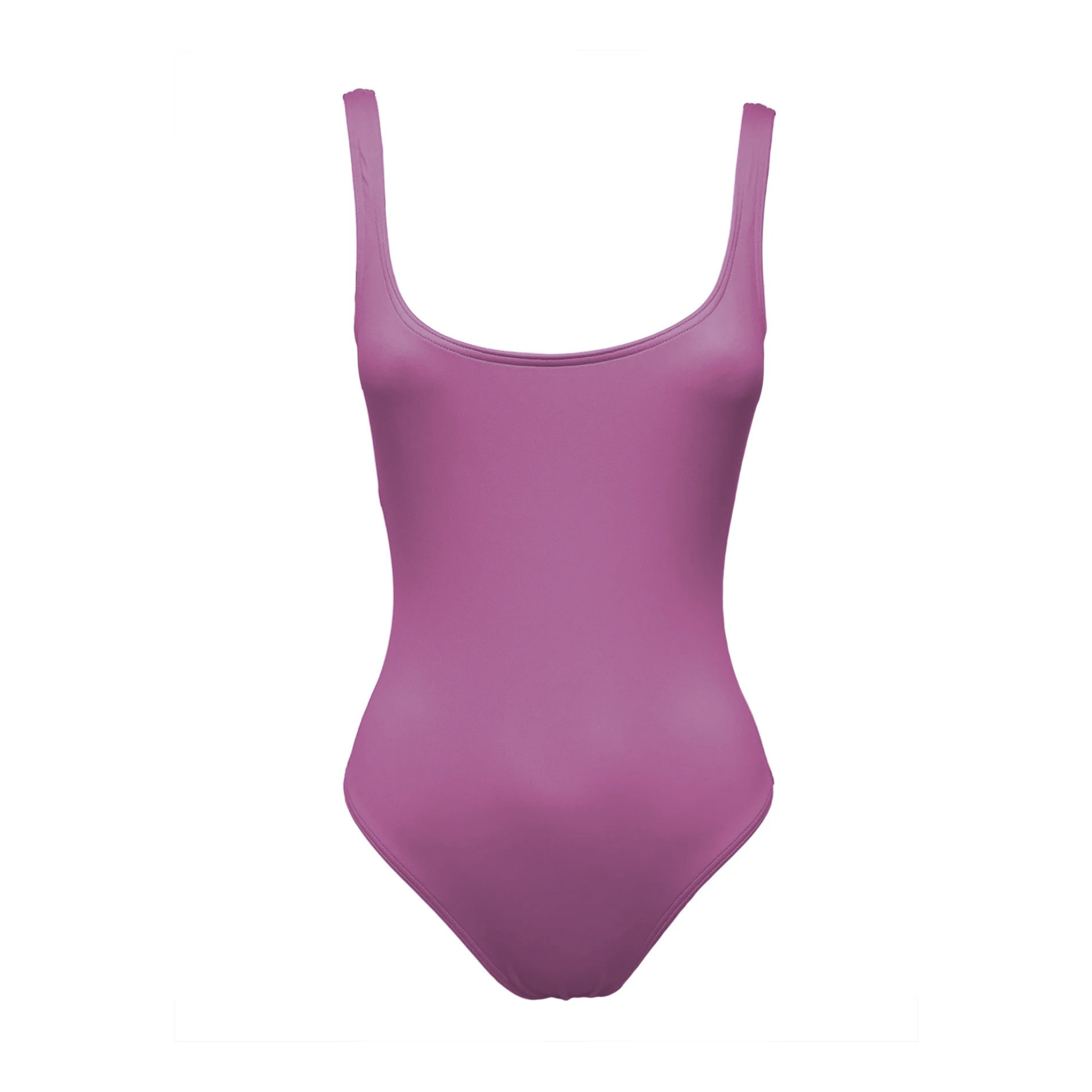 Aubergine purple low-cut swimsuit by Paupa, front view
