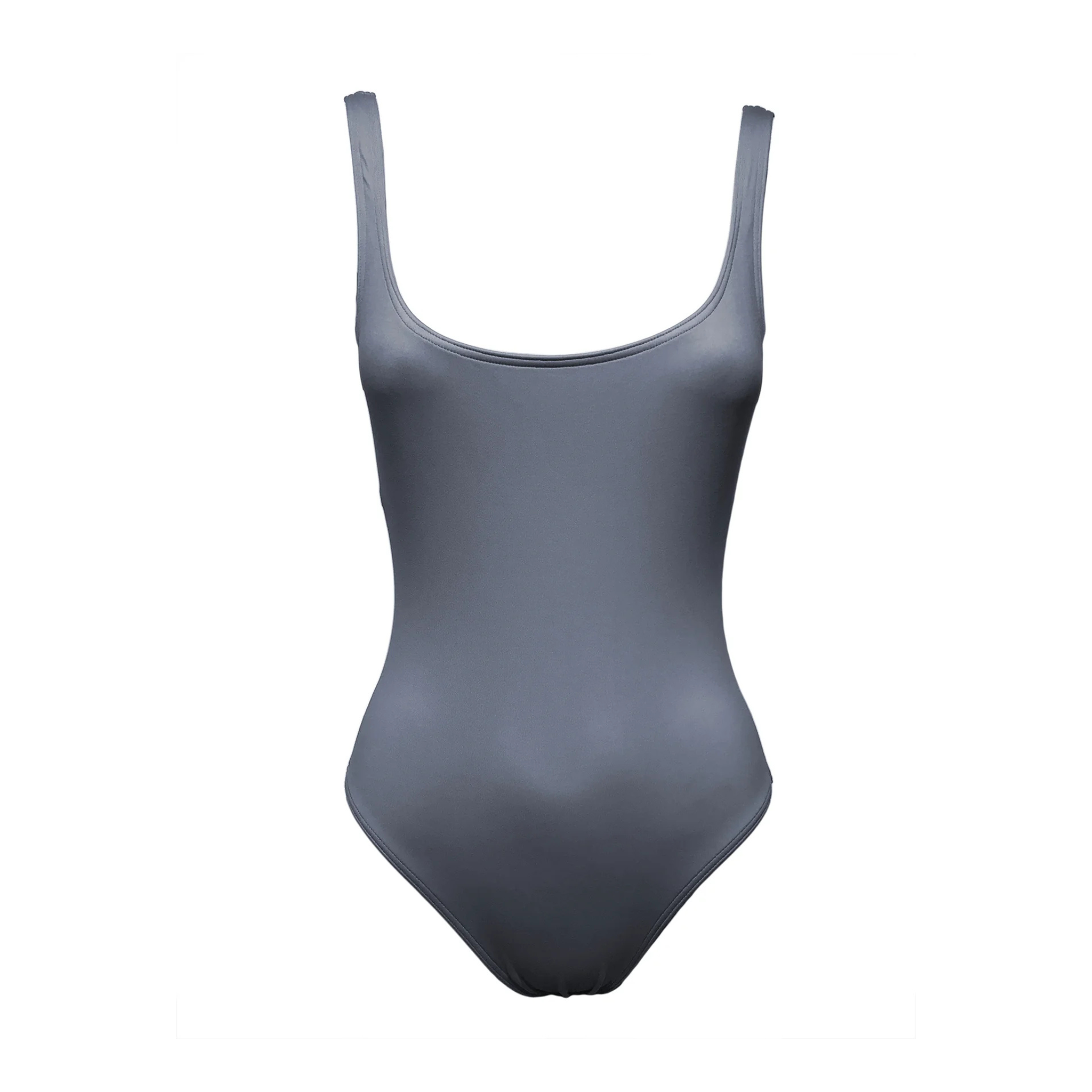 Gray low-cut swimsuit by Paupa, front view