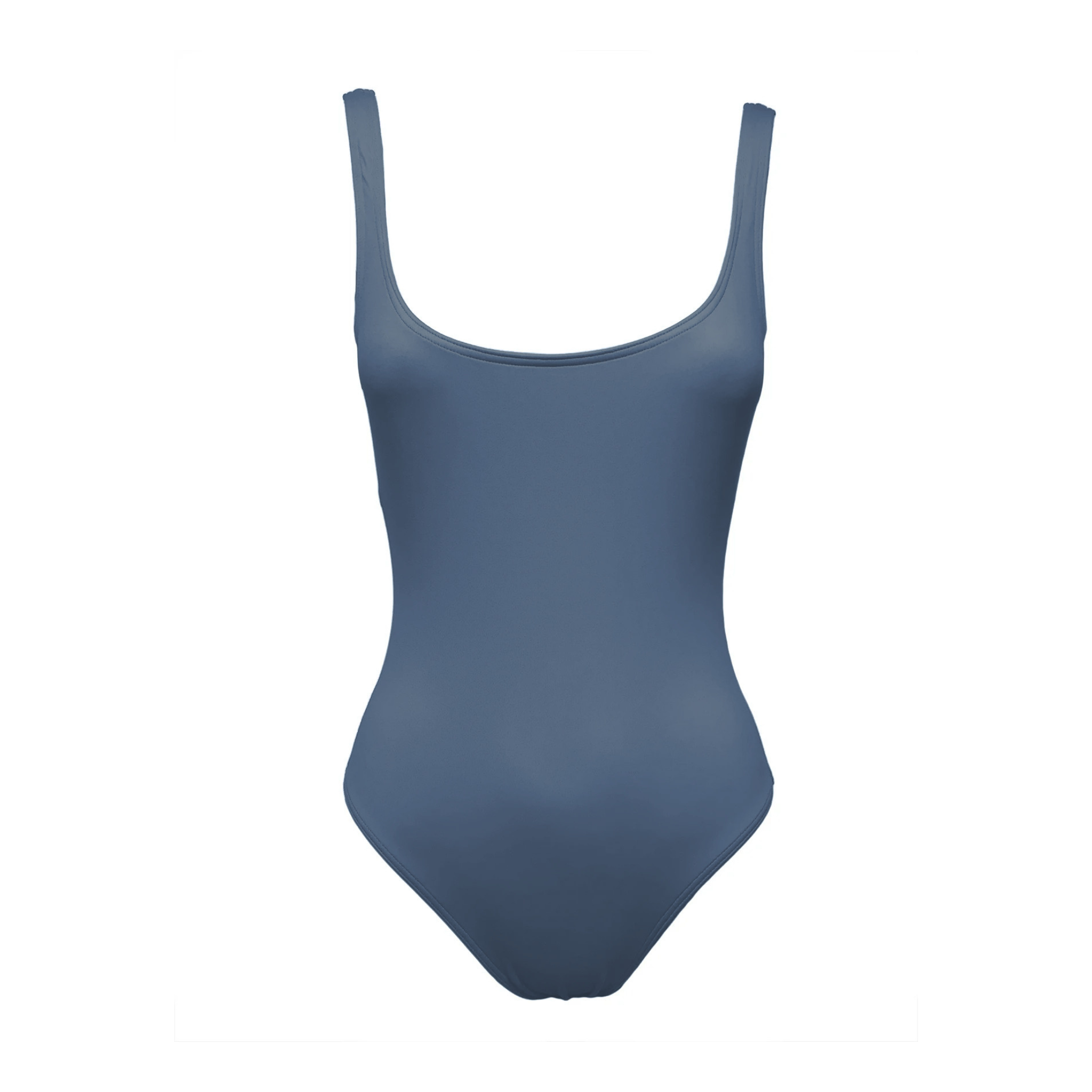 Midnight blue low-cut swimsuit by Paupa, front view
