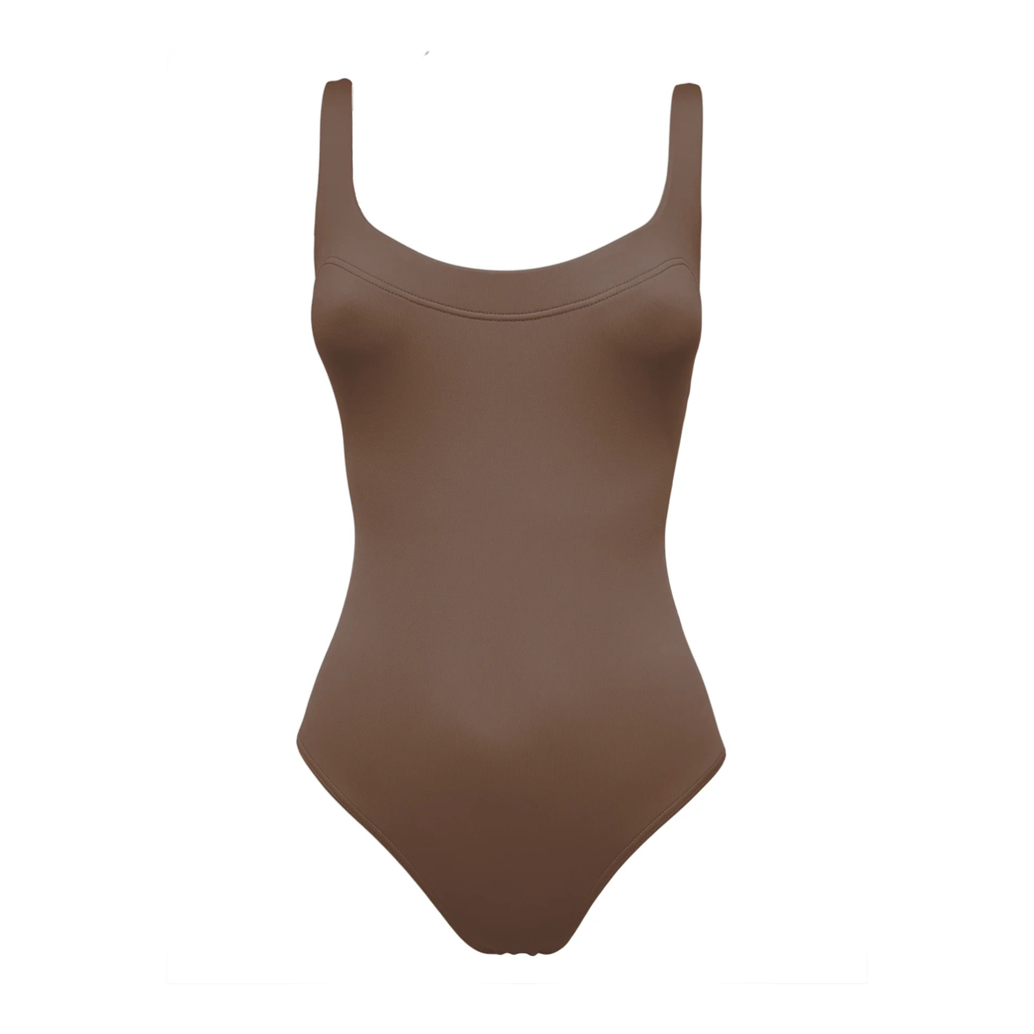 Brown classic swimsuit by Paupa, front view