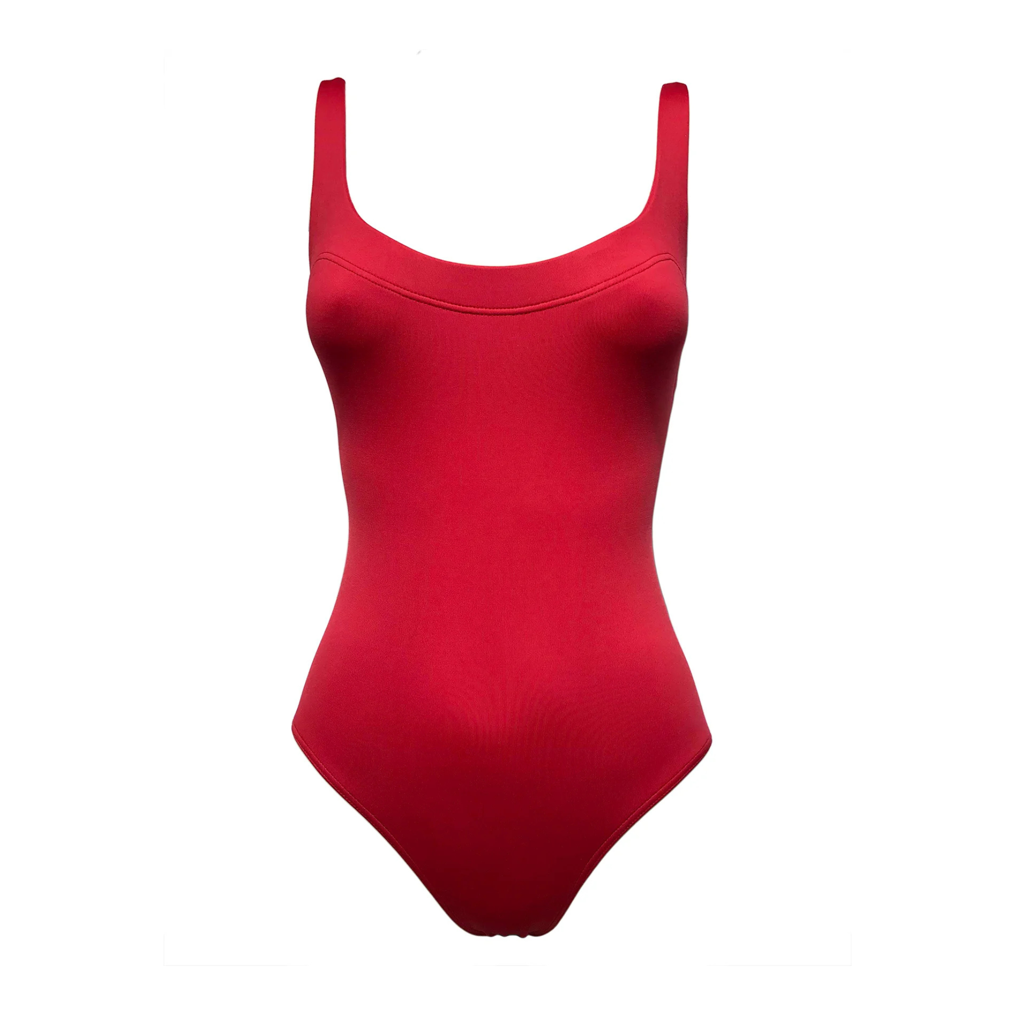Cherry red classic swimsuit by Paupa, front view