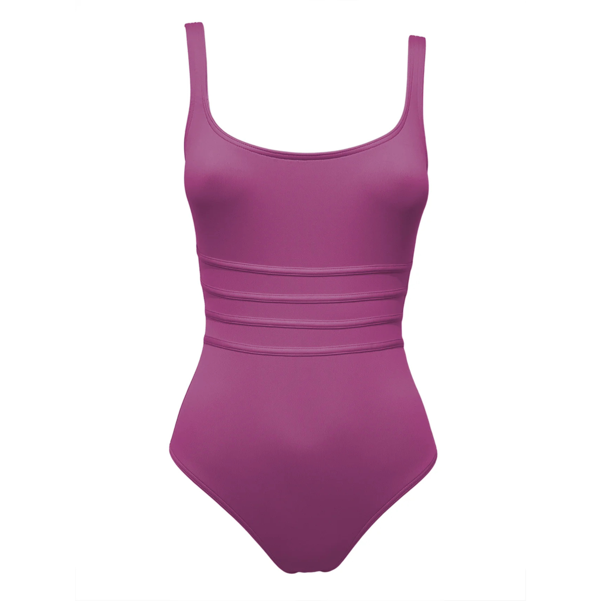 Aubergine purple corset swimsuit by Paupa, front view