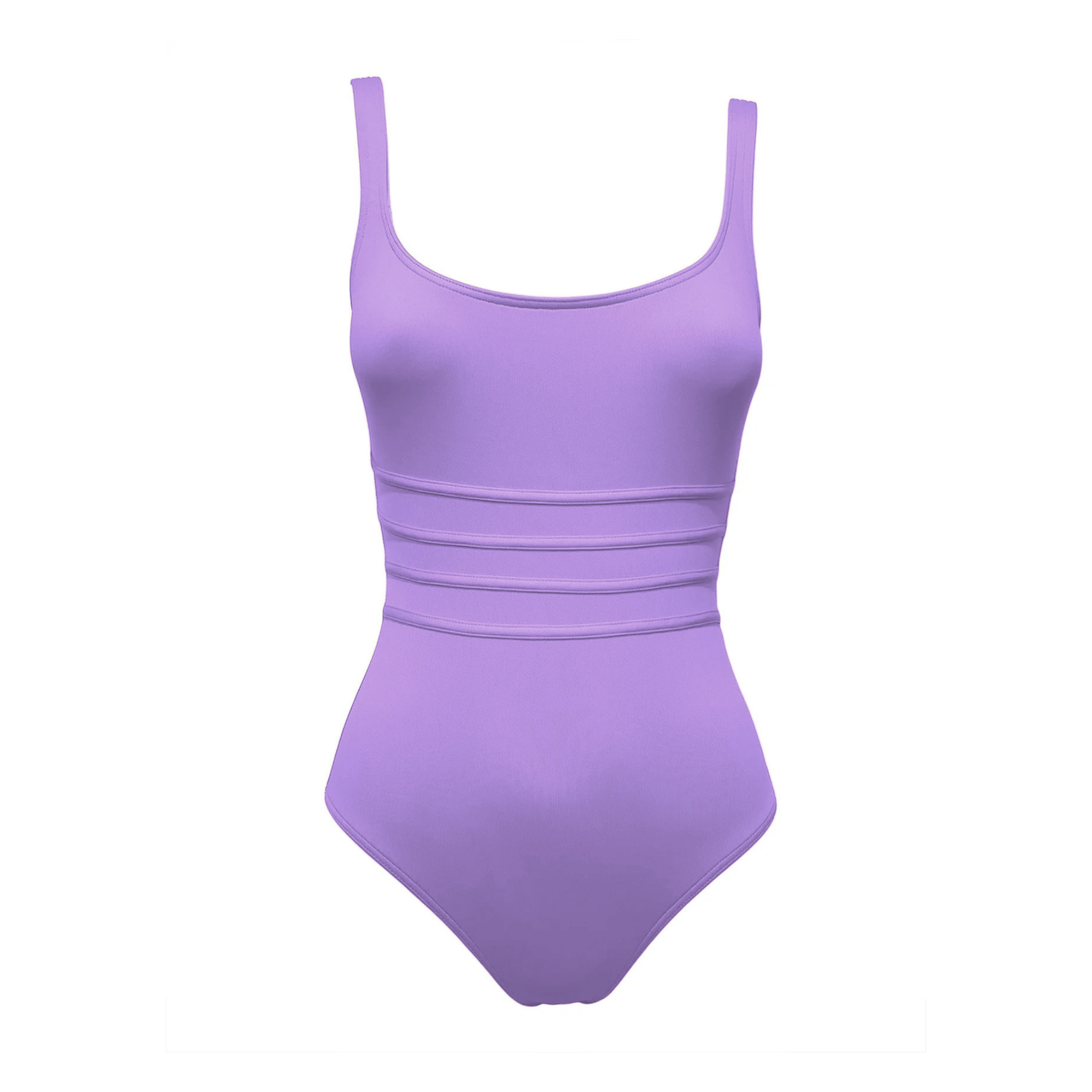 Lavender lilac corset swimsuit by Paupa, front view
