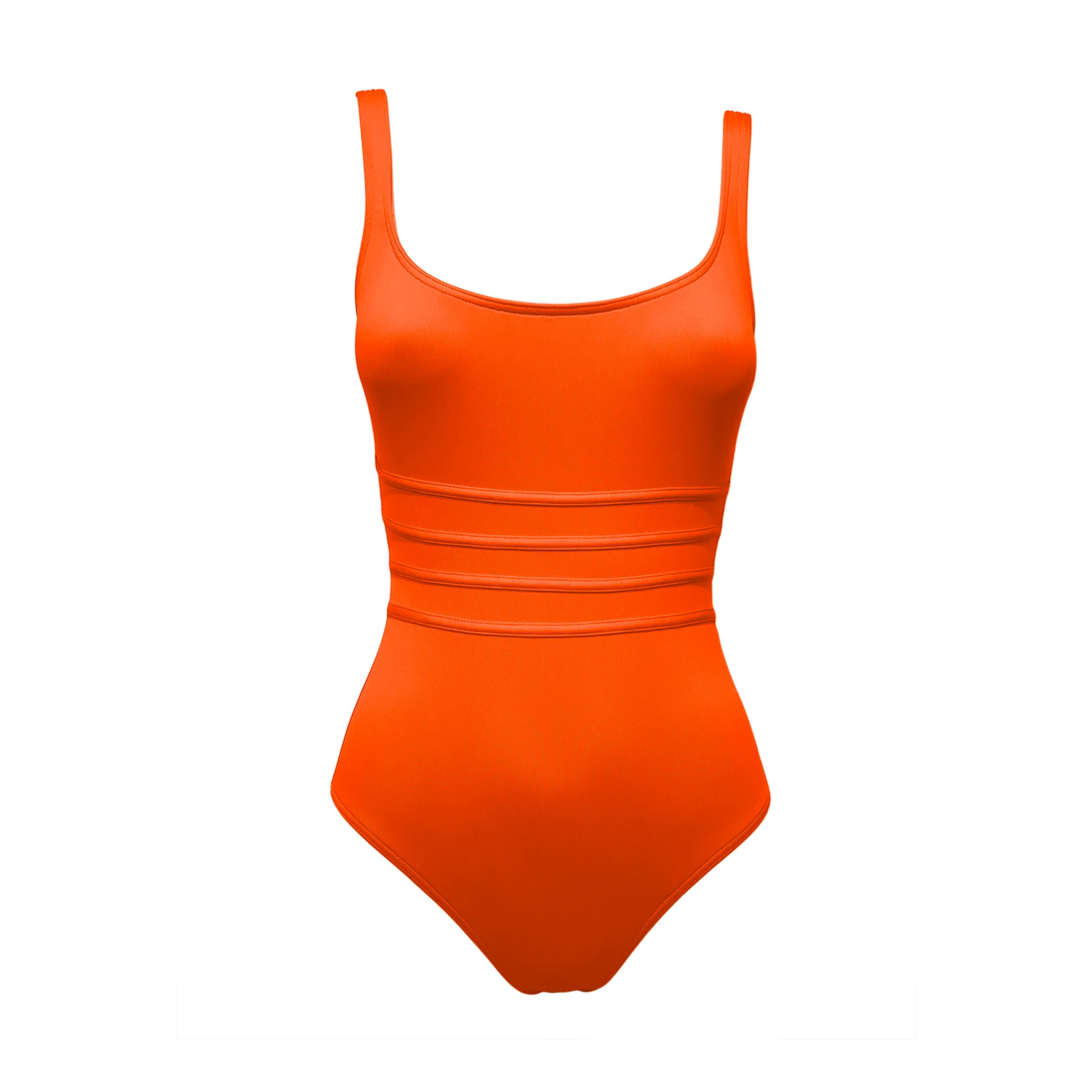 Orange corset swimsuit by Paupa, front view