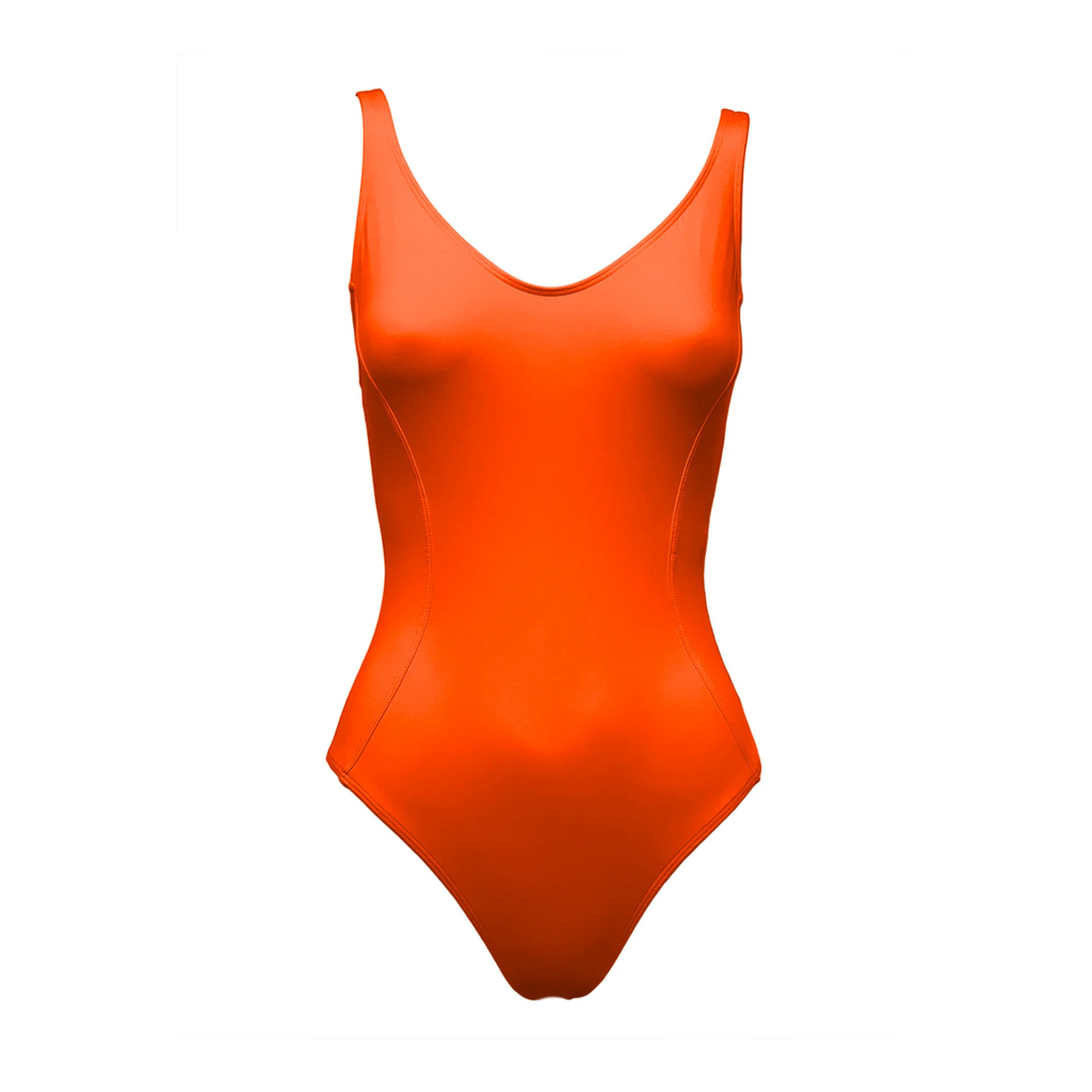 Orange contour swimsuit by Paupa, front view