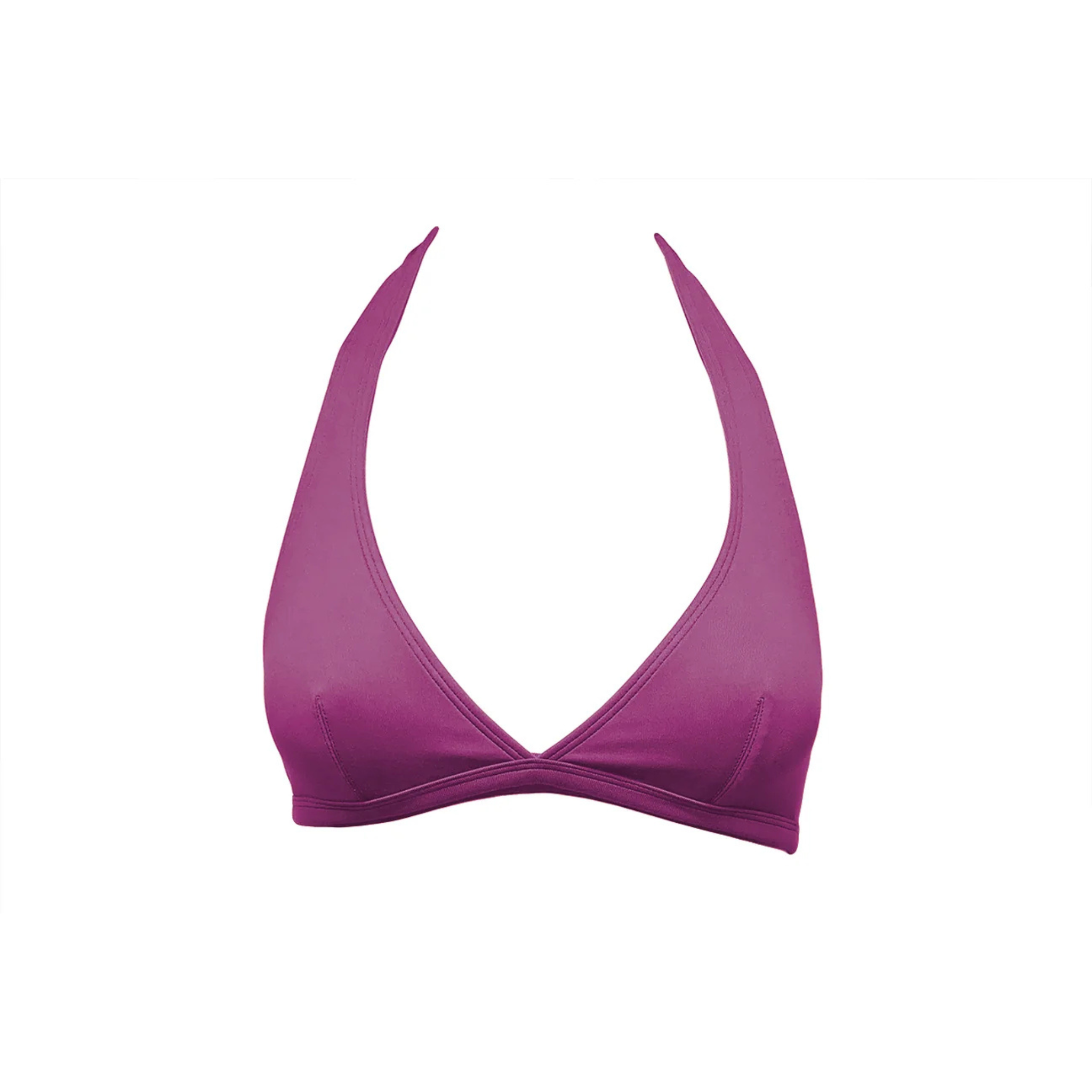 Aubergine purple halter bikini top by Paupa, front view