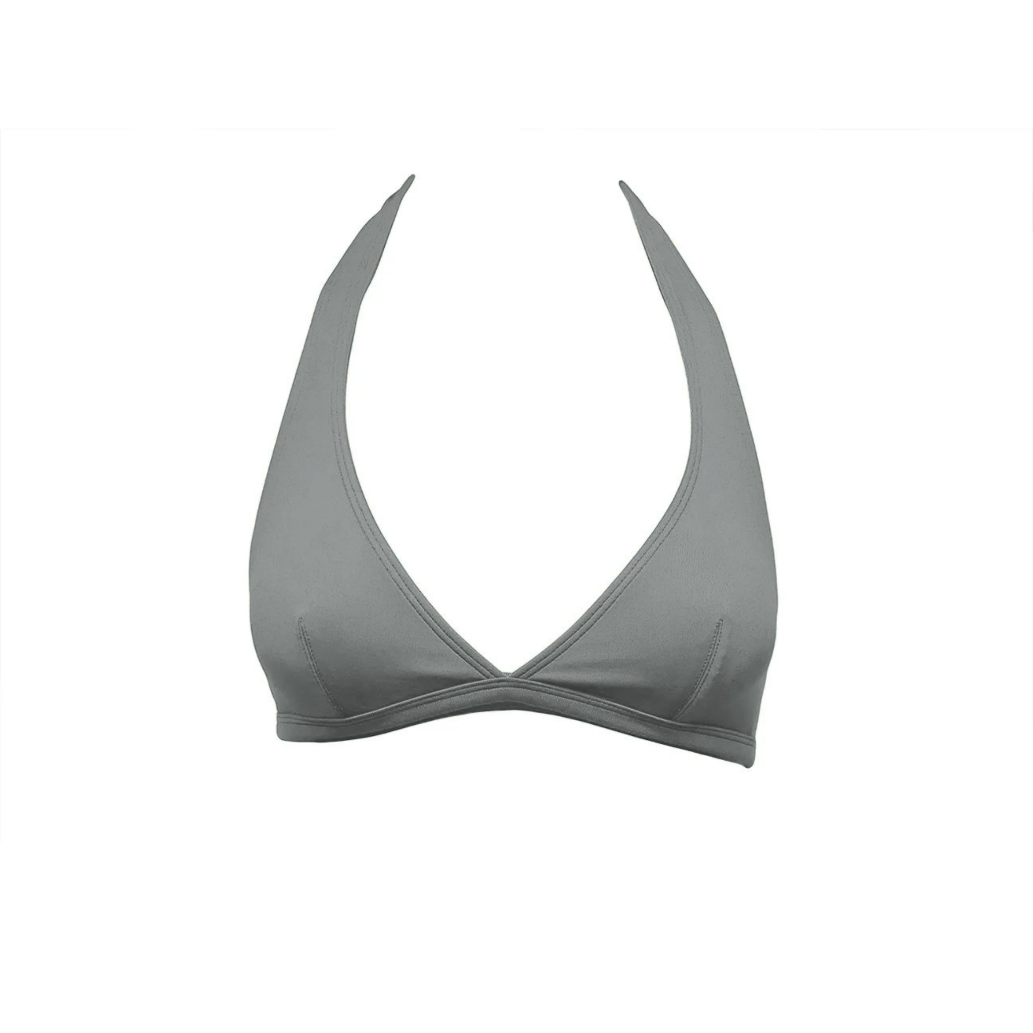 Dolphin grey halter bikini top by Paupa, front view