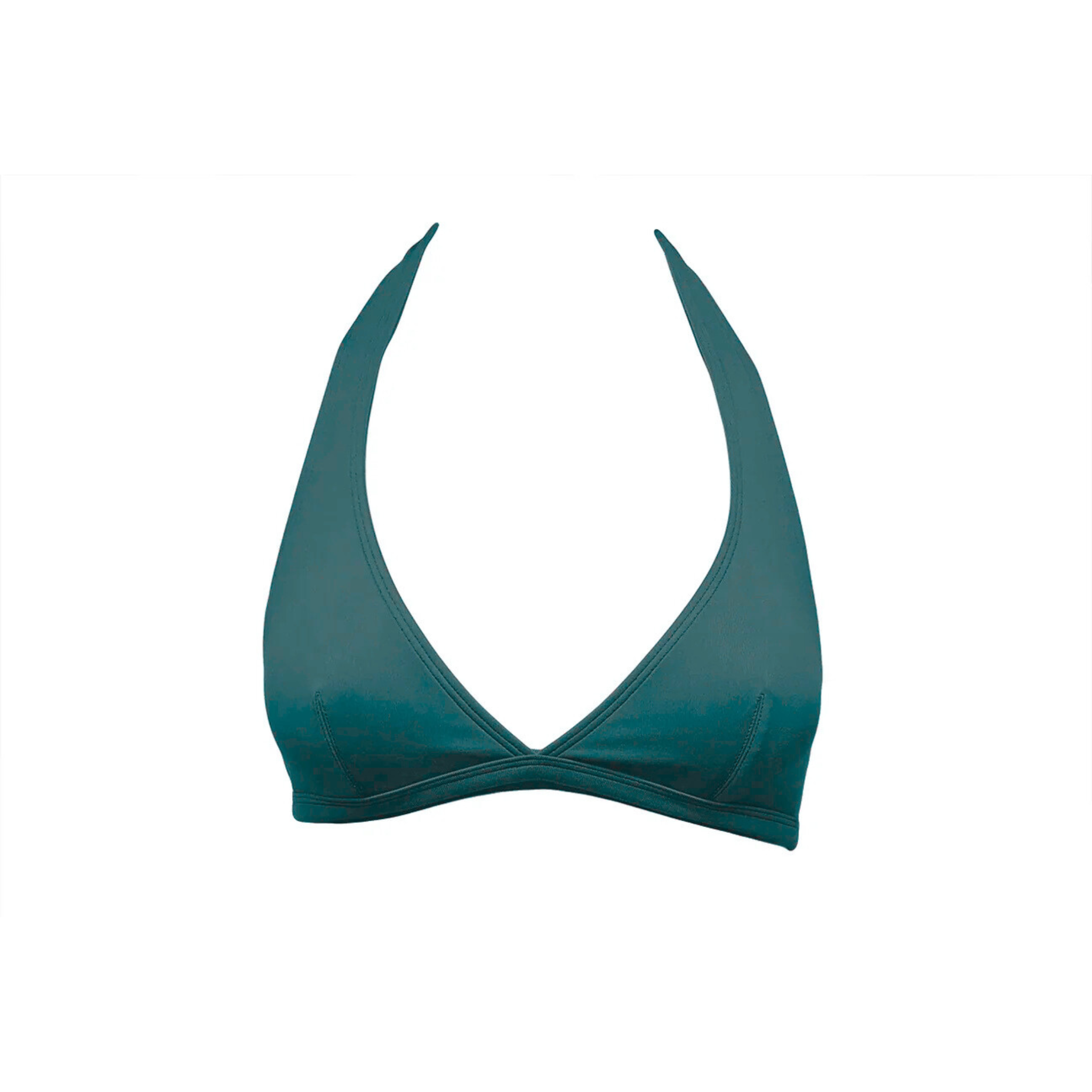 Pine green halter bikini top by Paupa, front view