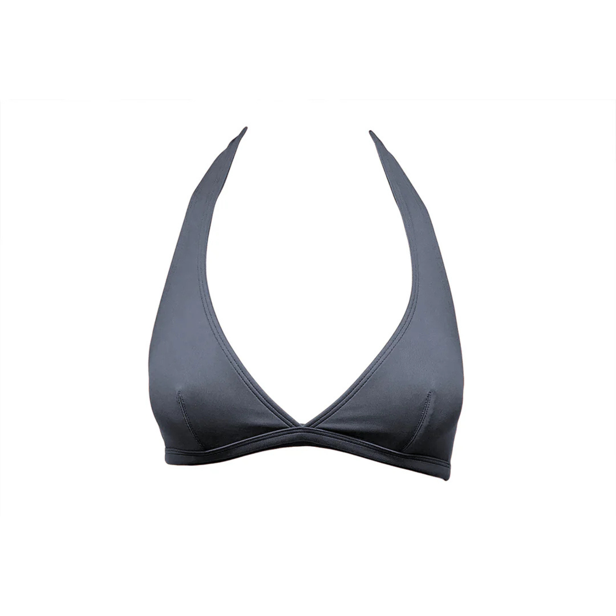 Storm grey halter bikini top by Paupa, front view