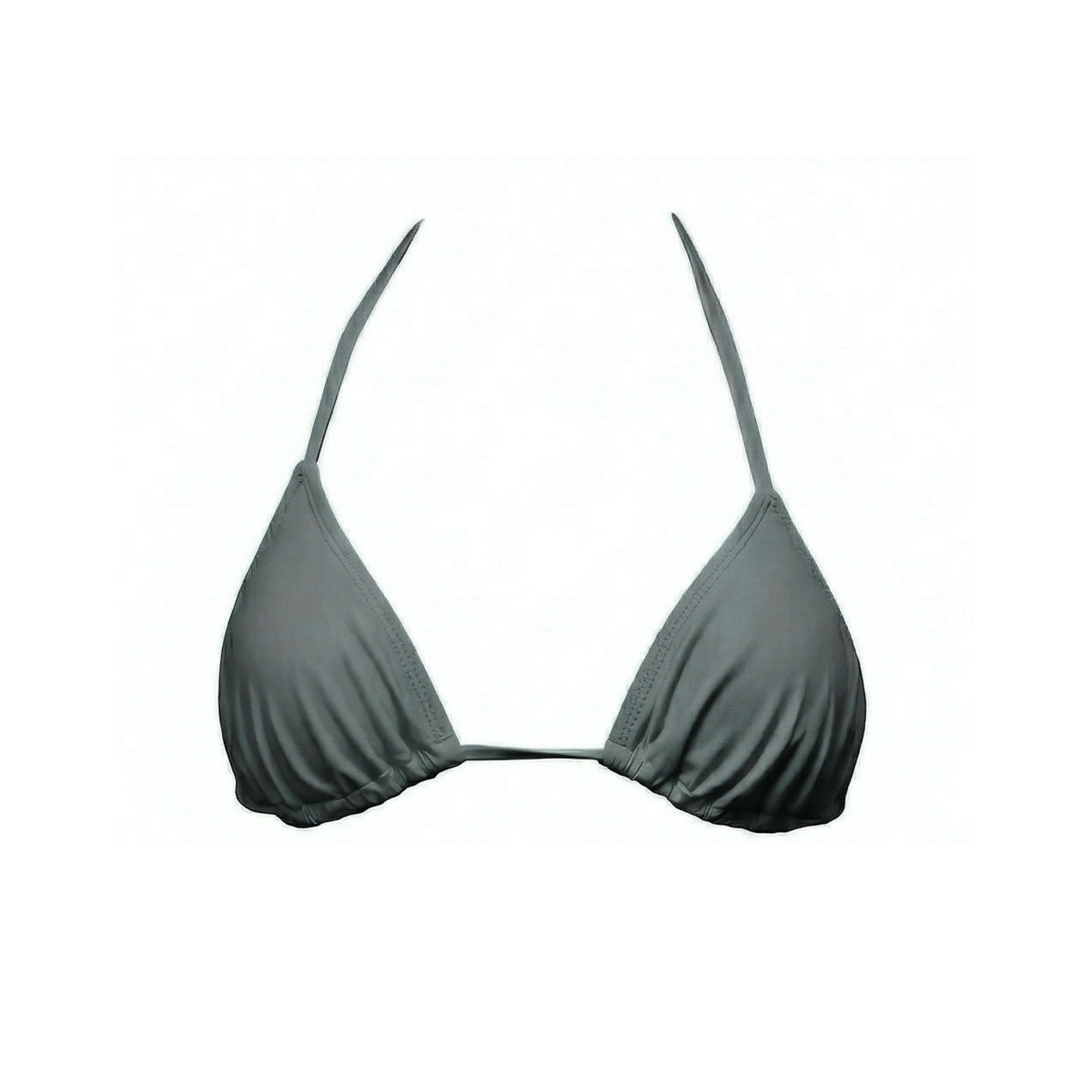 Charcoal gray triangle bikini top by Paupa, front view