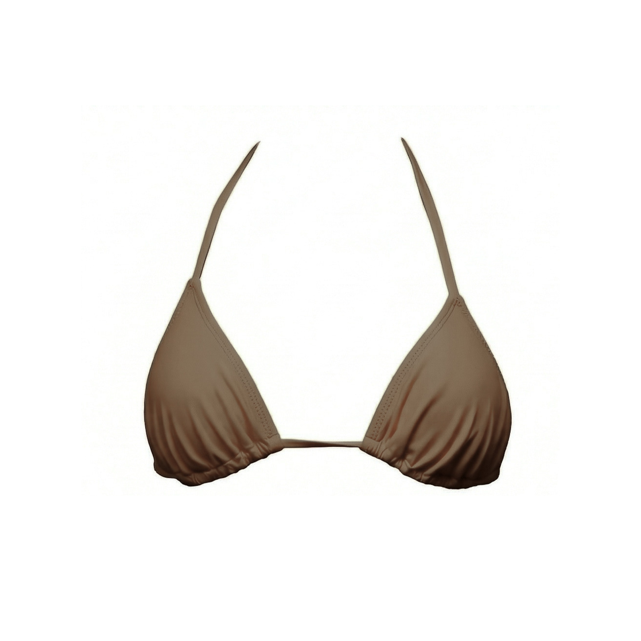 Cocoa brown triangle bikini top by Paupa, front view