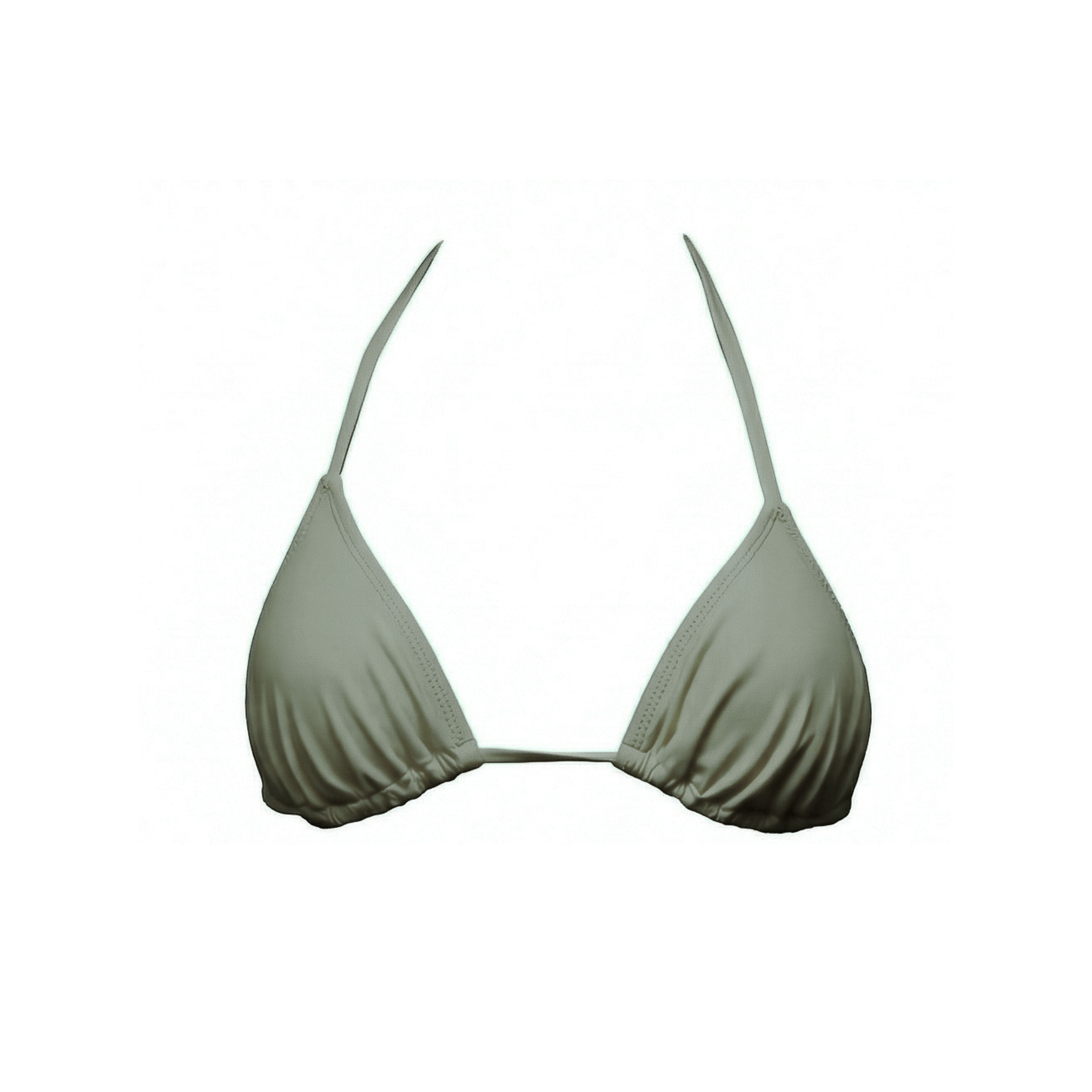 Olive green triangle bikini top by Paupa, front view