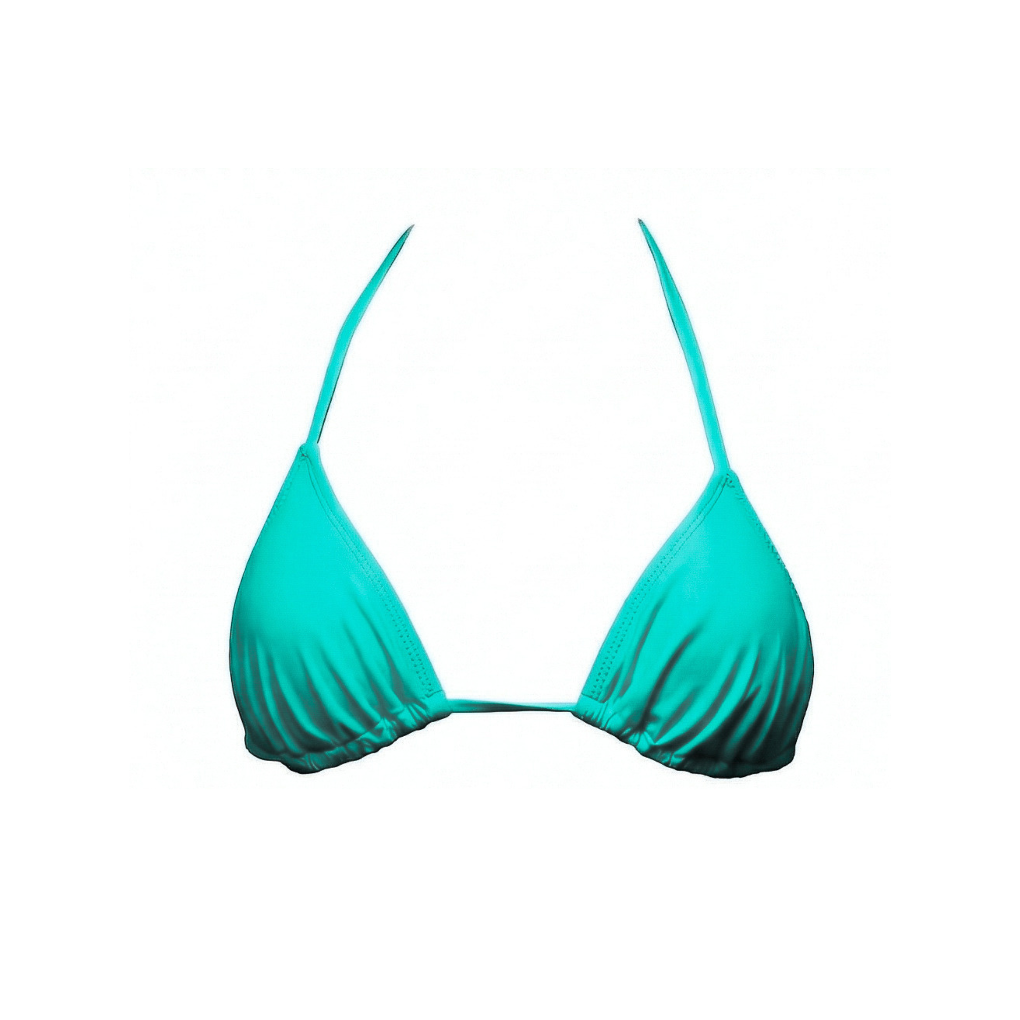Turquoise blue triangle bikini top by Paupa, front view