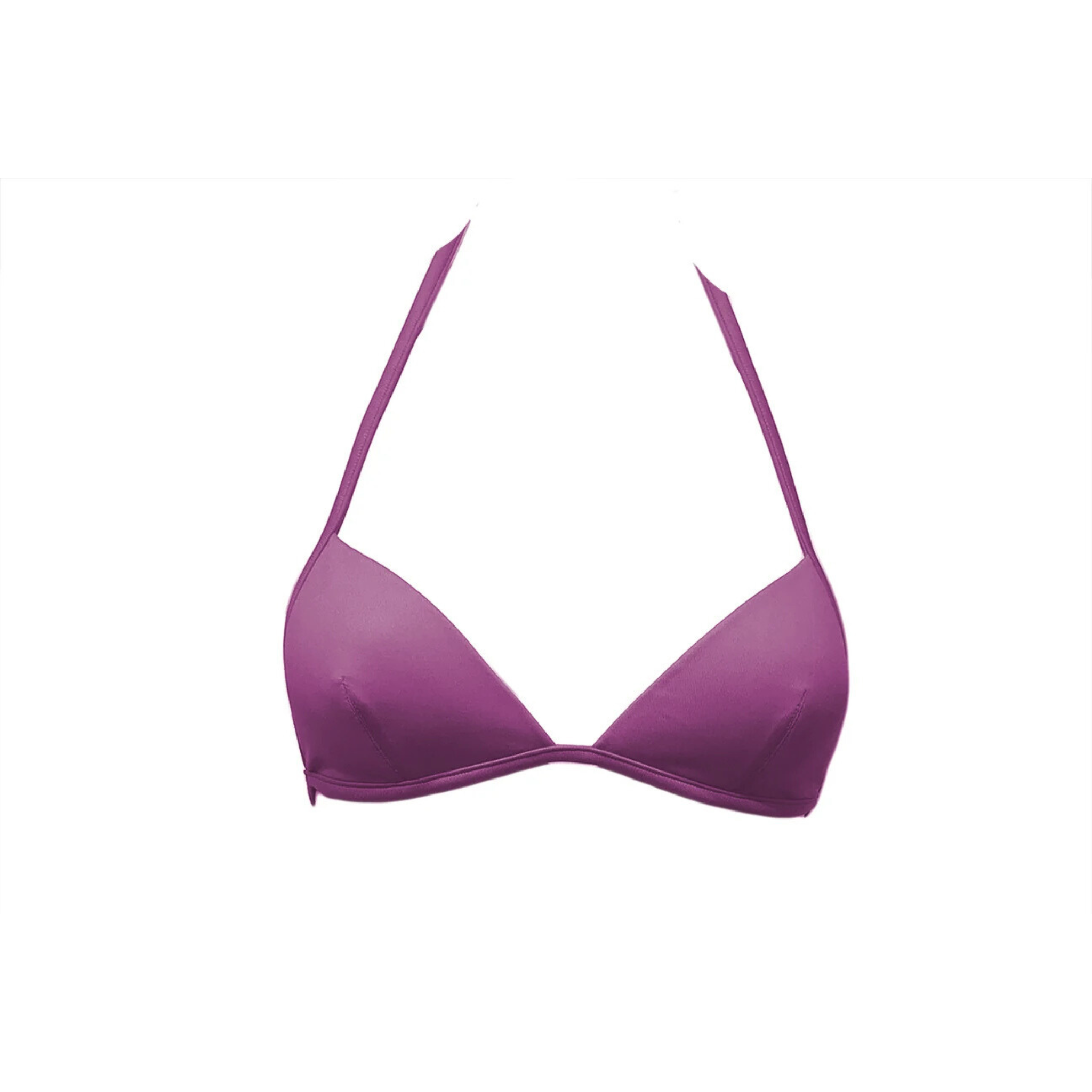 Aubergine purple triangle bikini top with foam by Paupa, front view