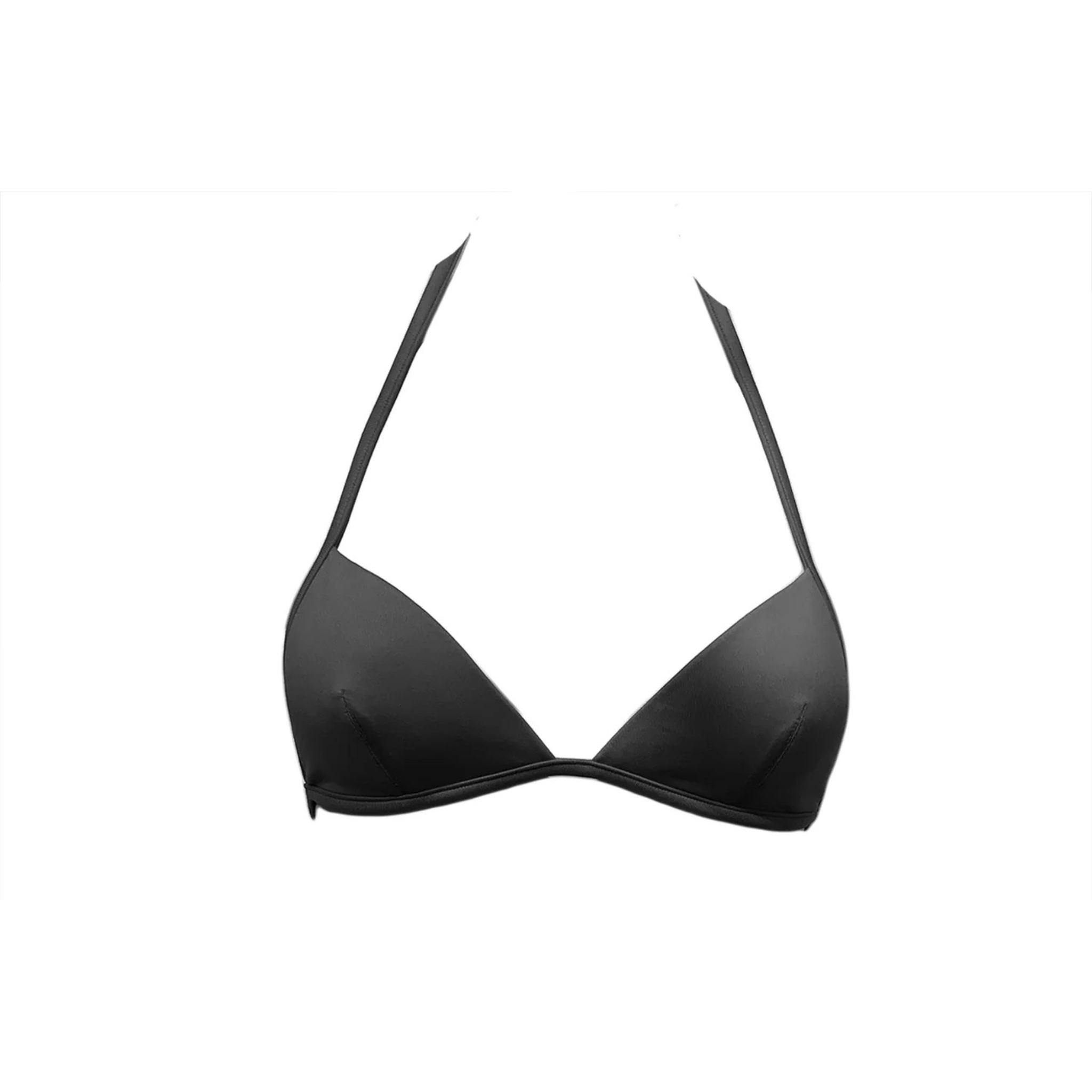 Black triangle bikini top with foam by Paupa, front view
