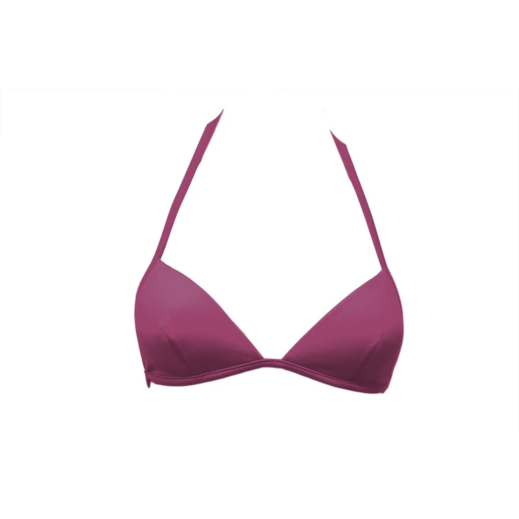 Burgundy red triangle bikini top with foam by Paupa, front view