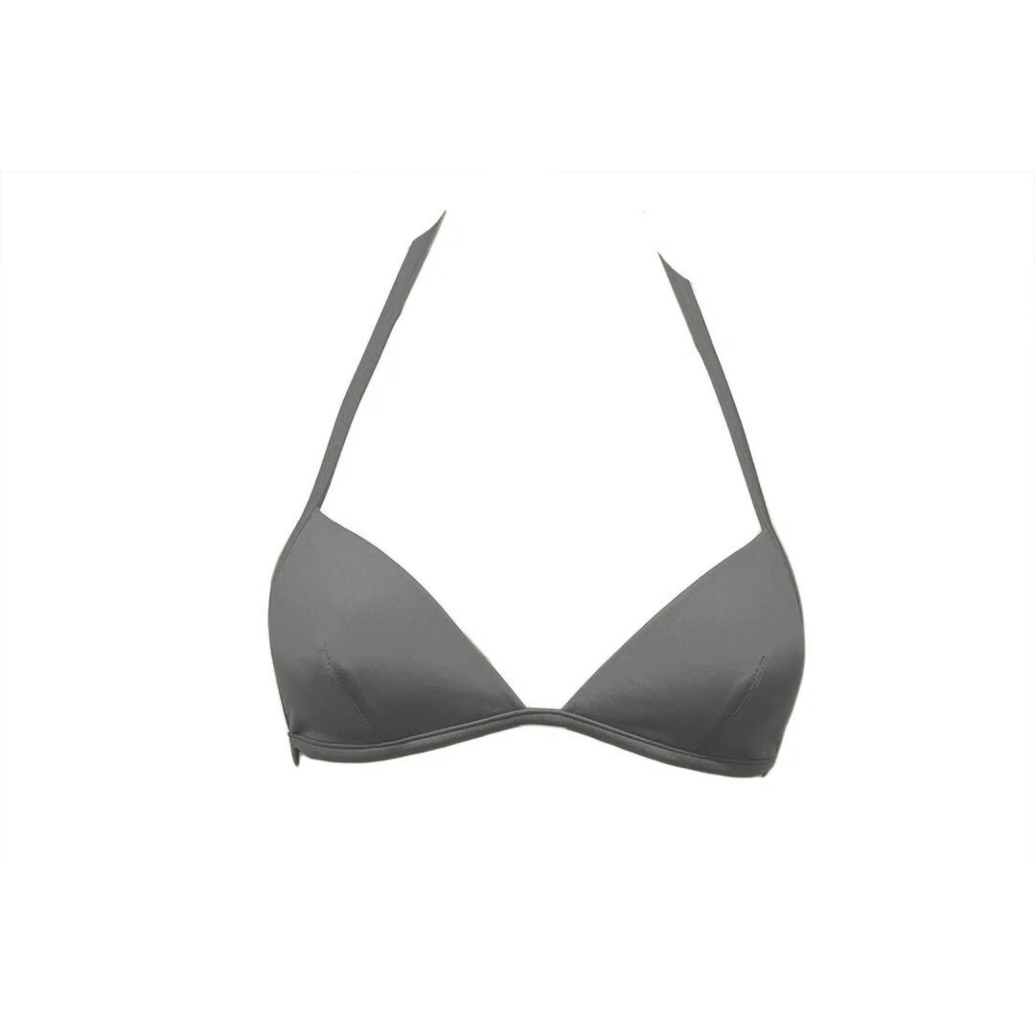 Gray triangle bikini top with foam by Paupa, front view