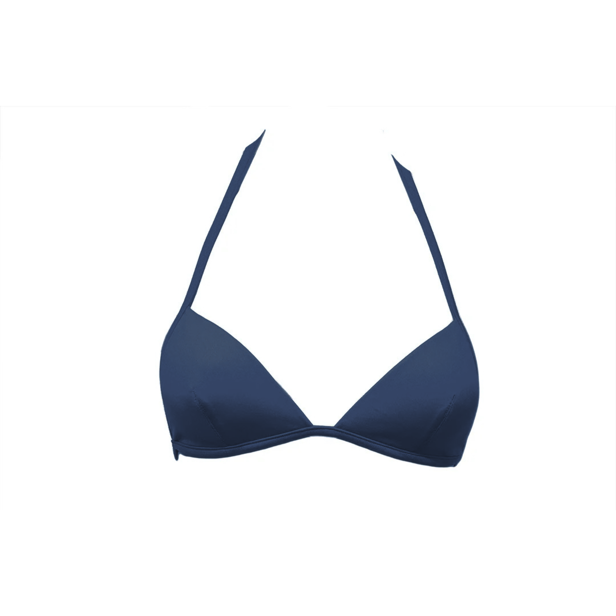Midnight blue triangle bikini top with foam by Paupa, front view