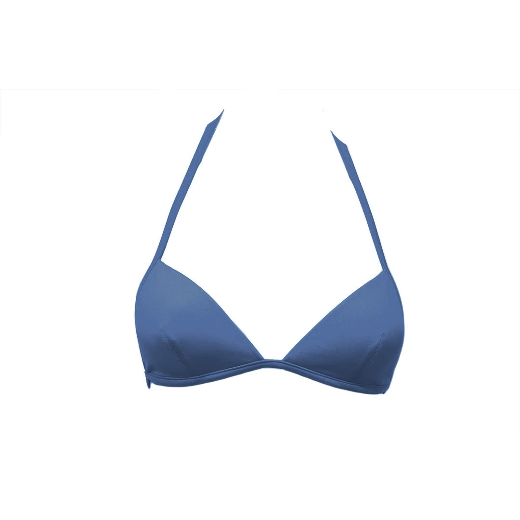 Navy blue triangle bikini top with foam by Paupa, front view