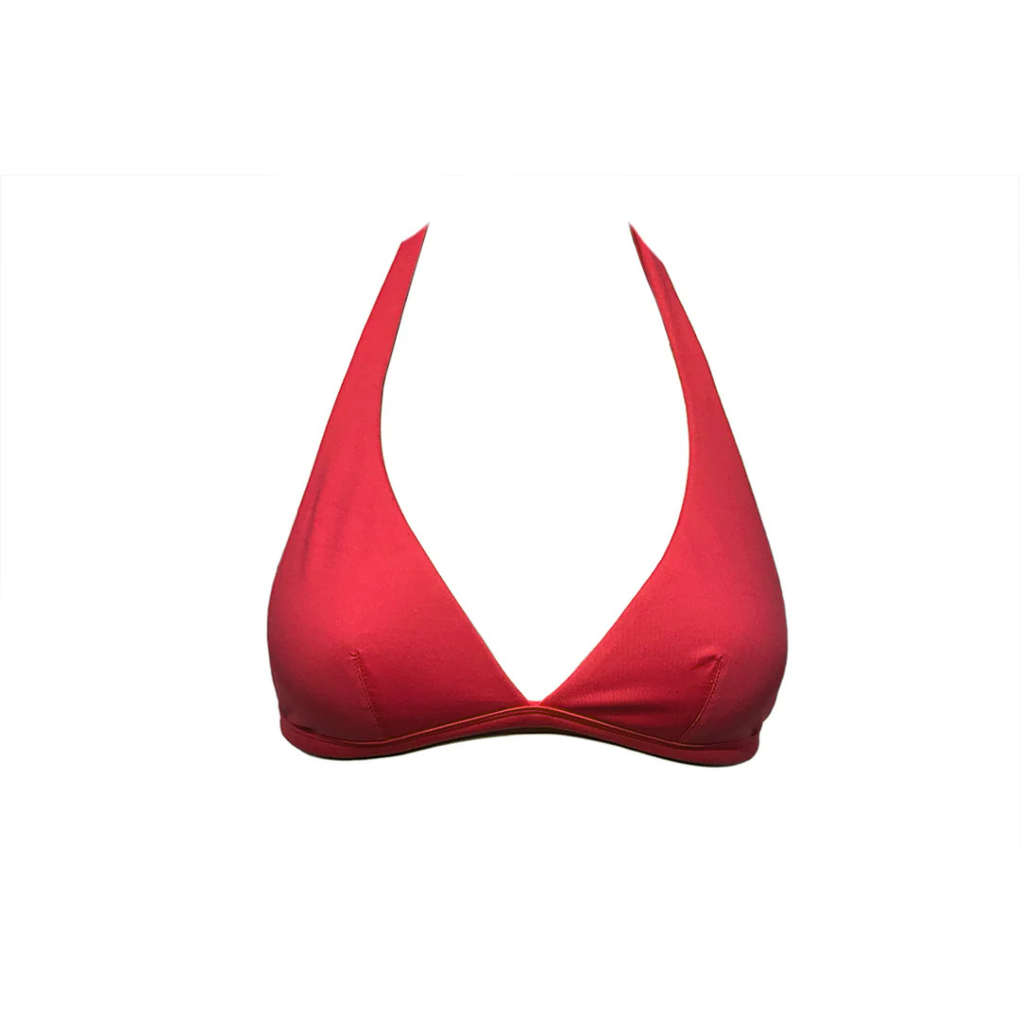 Cherry red halter bikini top with foam by Paupa, front view