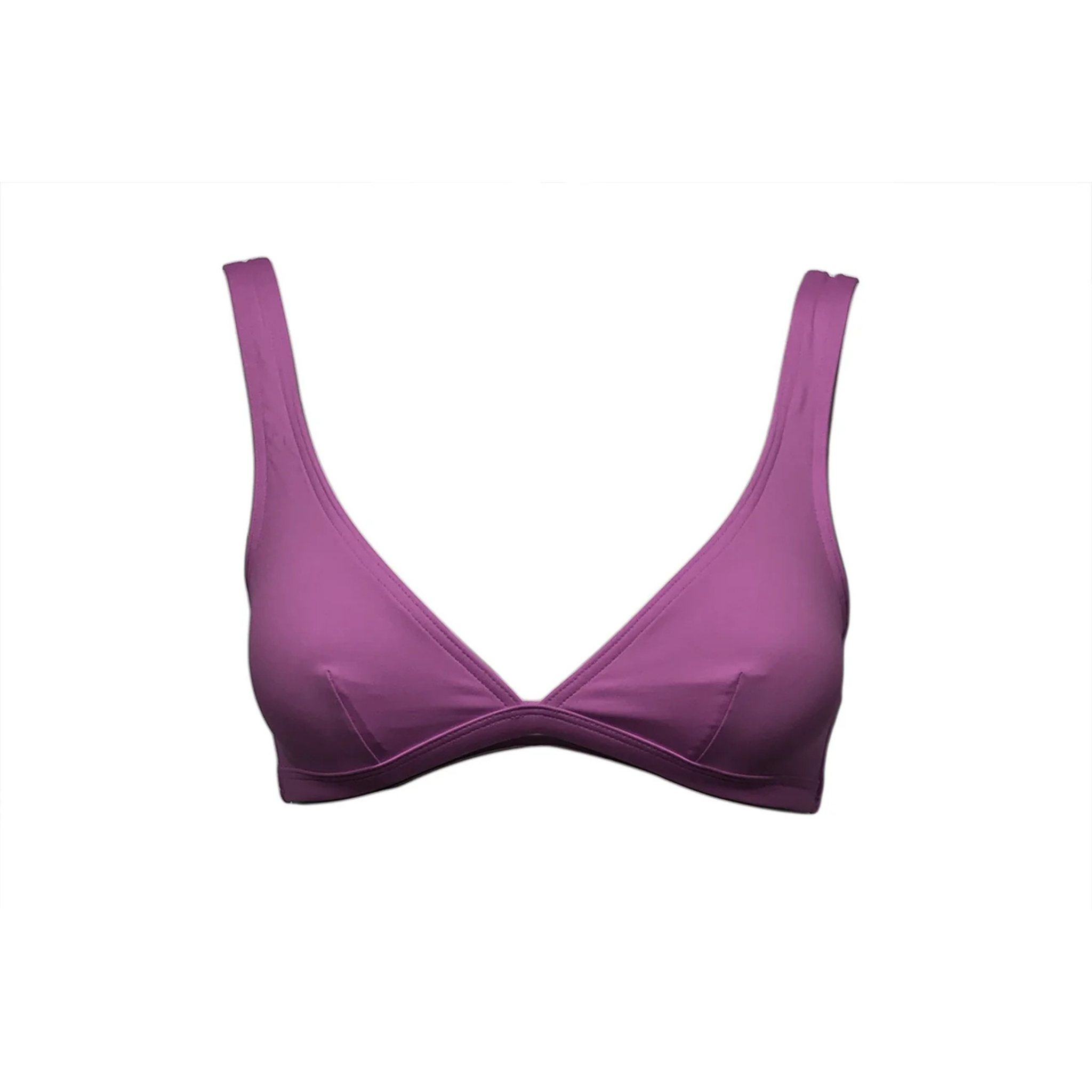 Aubergine purple v-neck bikini top by Paupa, front view