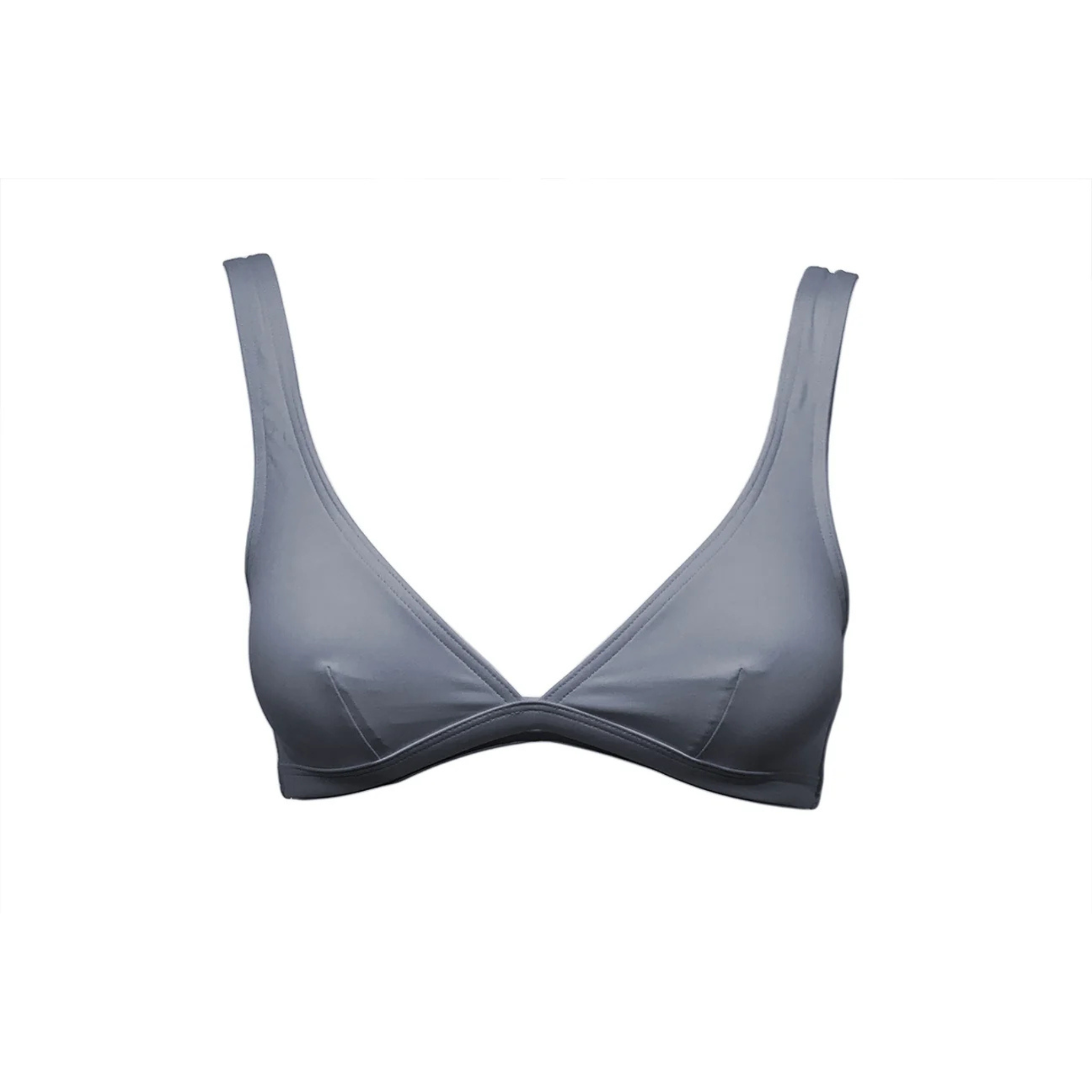 Dolphin gray v-neck bikini top by Paupa, front view